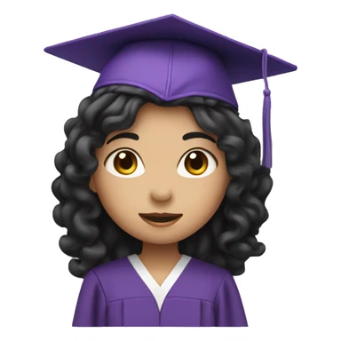 asian girl wearing purple graduation cap with long curly black hair sticker