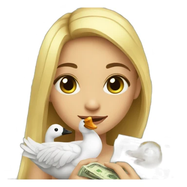 Cute girl with goose with money  sticker