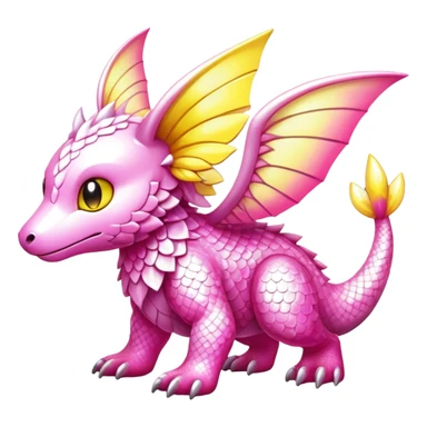 Shiny epic glittery white yellow pink animal-fakemon-creature sticker
