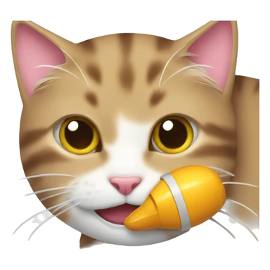 Cat biting toy sticker