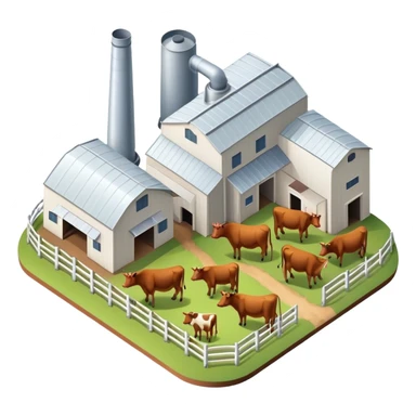 Isometric cow farm factory sticker