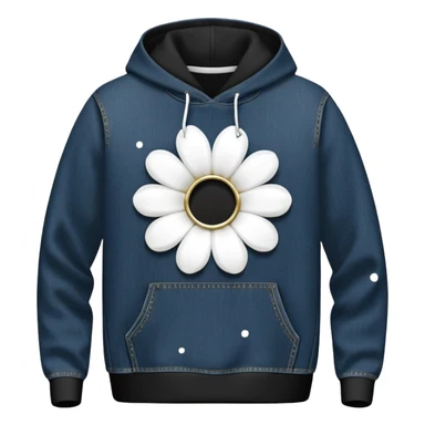 The BLACK Denim Tears Hoodie features a black base with distinctive white open flower spots with empty space in the middle, These hollow ring-like patterns are scattered across. BLACK AND WHITE FLOWERS sticker