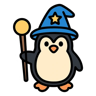 color outline icon style penguin wizard sticker
