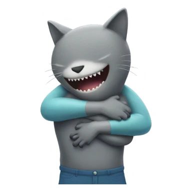 cat hugs trans shark sticker