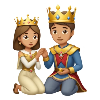 peasant man kneeling presenting a crown for a queen  sticker