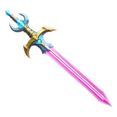 Clash of Clans aesthetic: Cinematic heroic Laser halo Sword Emoji, rendered in a 3D vector-style similar to standard emojis with minimal shading and bold, simplified shapes. A compact, vibrant energy blade with a neon-hued, glowing edge and futuristic hilt, softly glowing with a radiant cosmic charm. Simplified yet unmistakably iconic, highly detailed and consistent, glowing with a soft pulsating brilliance and high shine. Stylized with a touch of interstellar elegance and a soft glowing outline, capturing the essence of a legendary energy blade with a friendly, playful manner! sticker