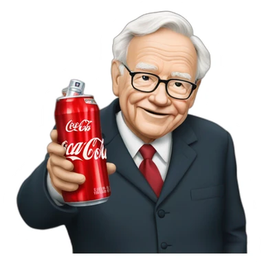 Warren buffet with a coca cola in the hand sticker