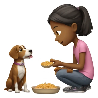 girl feeding the dog sticker