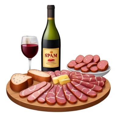 SPAM charcuterie and wine at a paris cafe scene landscape  sticker