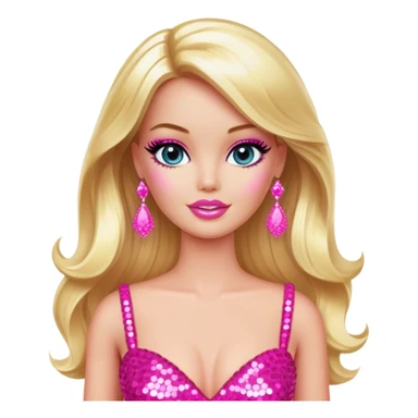 Glamorous blonde Barbie, hot pink sequin gown sticker