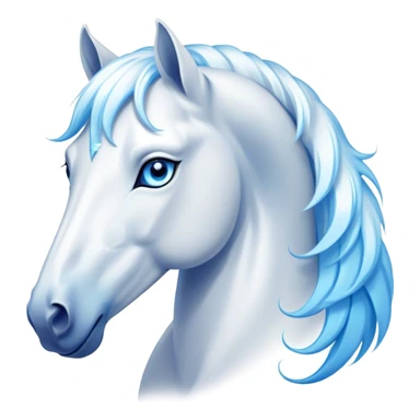Cinematic Elegant White Horse Portrait Emoji, Head held high with a serene, graceful gaze, showcasing a magnificent pure white fur with a radiant shimmer, flowing mane and tail, and luminous blue eyes that exude beauty and grace, Simplified yet majestically refined features, highly detailed, glowing with a soft, ethereal light, high shine, poised and breathtaking, stylized with an air of pure elegance, capturing the essence of a stunning and graceful steed, so beautiful it feels like it could gallop out of the screen with effortless charm! sticker