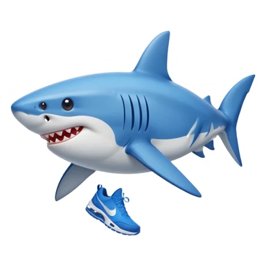 A shark with blue Nike shoes sticker