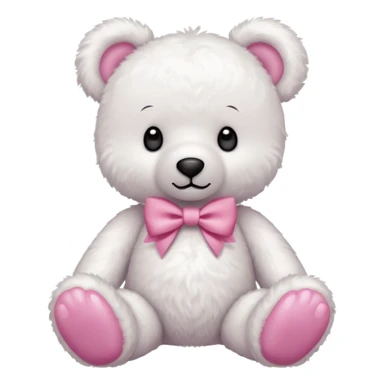 Cute white teddy bear with pink feet and matching pink bow around neck sticker