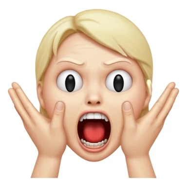 horror emoji face, screaming, hands on cheeks, exaggerated fear sticker