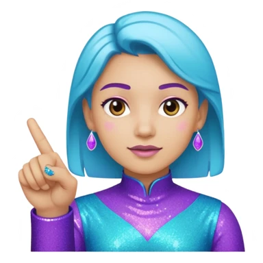 Glitter Roxo e Ciano Dedo apontando pro lado sticker