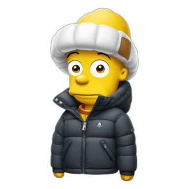 homer simpson with a puffer jacket moncler sticker