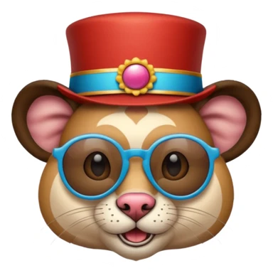 a sunglasses animal with circus hat  sticker