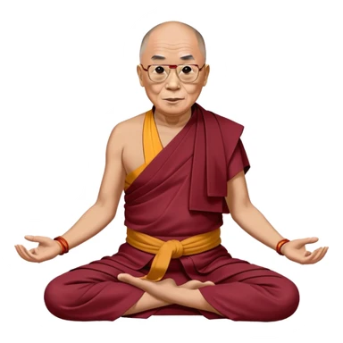 Dalai Lama in traditional robes doing yoga pose sticker