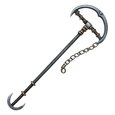 make japan weapon named "kusarigama" like hoe with chain and metal ball at the end of chain sticker