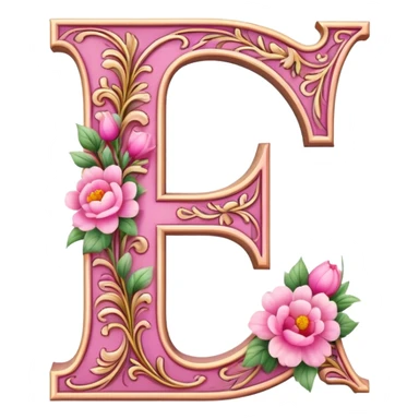 Pink, romantic, flowery, the letter “f” sticker