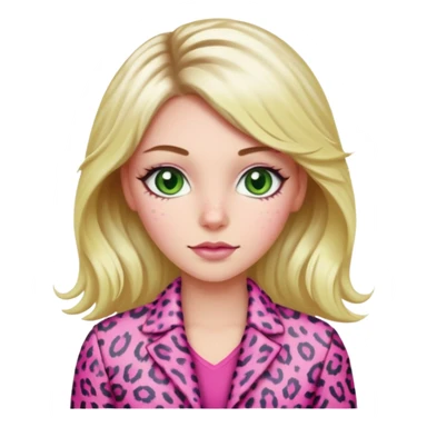 Green eyed white girl wearing a pink leopard print outfit with hair that is half blonde and half pink sticker