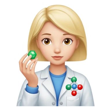 a girl holds a molecule in her hand sticker