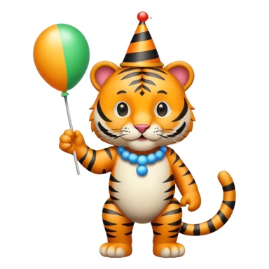 Party Tiger with a party hat and a party popper full body sticker