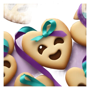 Cookie heart with teal purple ribbon loop sticker