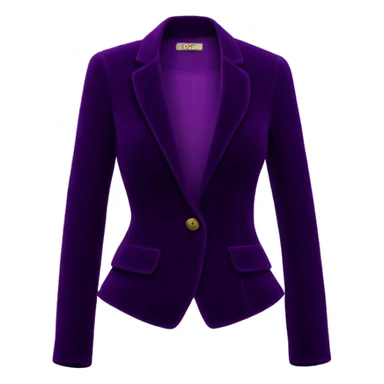 Realistic isolated dark purple velvet feminine fashion blazer. sticker