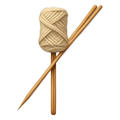 Knitting needles and beige yarn sticker