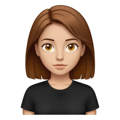 Mujer ojos color miel cabello castaño y camiseta negra  sticker