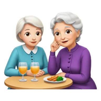 conversación dentro de un restaurant  dos personas y una de las persoans sea una abuela y el otro un adulto de 27 años mujer abuela y hombre joven sticker