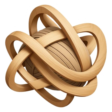 Abstract shape formed by intersecting textures — raw wood, soft fabric, and crisp drafting lines — merging into a single evolving form suspended in space sticker