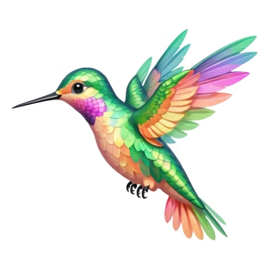 mostly peach pink and yellow-green, mint humming bird sticker
