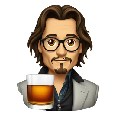 Johnny Depp drink glass of whiskey sticker