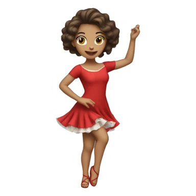 Light skin brunette dancing girl with red dress sticker