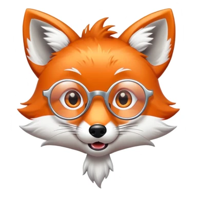 A surprised fox with sparkling fur, a glowing tail, a silver star on its forehead, and round glasses, with wide open mouth and eyes, looking shocked or scared. 🦊😱 sticker