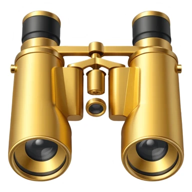 gold binoculars with large lenses simple eye holes and straight shaft sticker