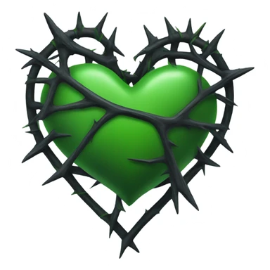 Black heart with green thorns wrapped around it sticker