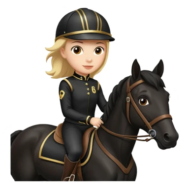 girl racing riding horse wearing racing cloth black with number sticker