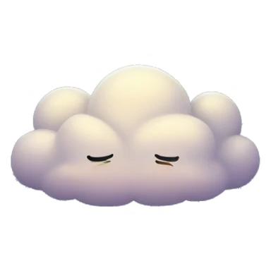 Create an emoji depicting a mystical cloud floating in a night sky, softly glowing with the light of the moon. Tiny, cute stars twinkle around the cloud, and the entire scene is surrounded by an aura of calm and mystery sticker