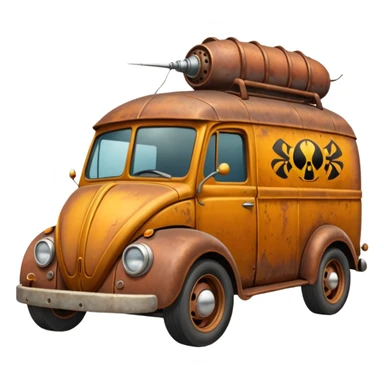 Professional exterminator’s antique tall moving van hot rod (bug shaped) sticker