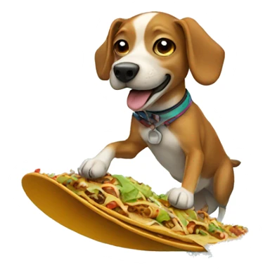 a dog surfing on a taco sticker