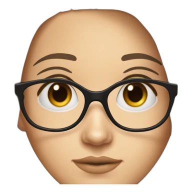 White skin Pretty woman with straigh brown hair, brown big eyes with glasses long eyebrow strong nose Black dressed sticker