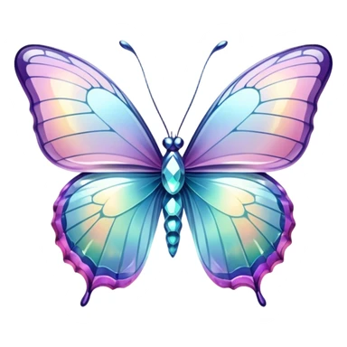 Sparkly glossy Pastel iridescent glass crystal butterfly sticker