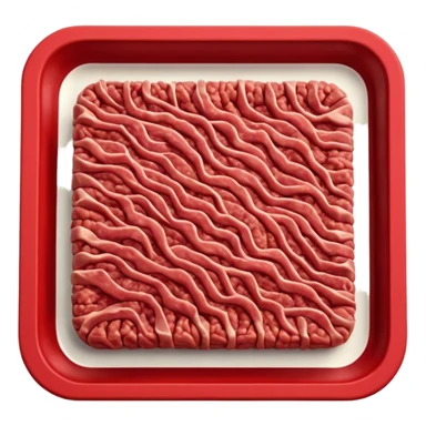 A 3D cartoon tray of raw minced meat with a textured surface, red color, simple background, Memoji-style realism. sticker