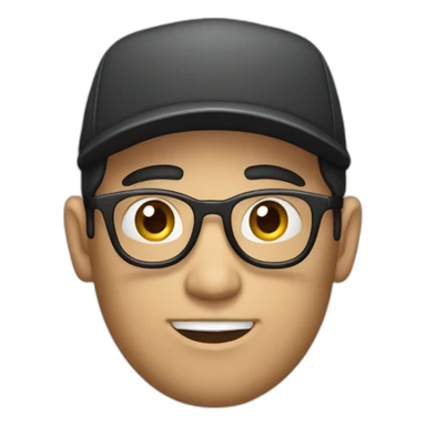 dark-haired developer in a cap with a macbook sticker