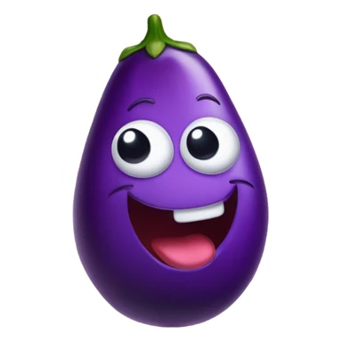 Whimsical cartoon style, a vibrant purple eggplant character lying exhausted on a pastel gradient background. Anthropomorphic vegetable with goofy tired expression, dangling tongue (vintage animation style), X-shaped starry eyes, and jelly-like limp limbs. Soft curved design inspired by Pixar/Disney cute creatures, organic textures with glossy highlights. Playful absurdist mood, innocent vegetable personality emphasized by soft shower lighting and squashy proportions. Exaggerated comic fatigue details, 3D render with plush toy aesthetic sticker