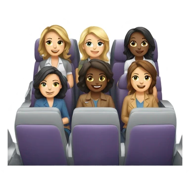 Group of 6 Caucasian women riding in a airplane  sticker
