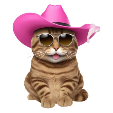 Cat smoking out of a bong with sunglasses and a pink cowboy hat on  sticker